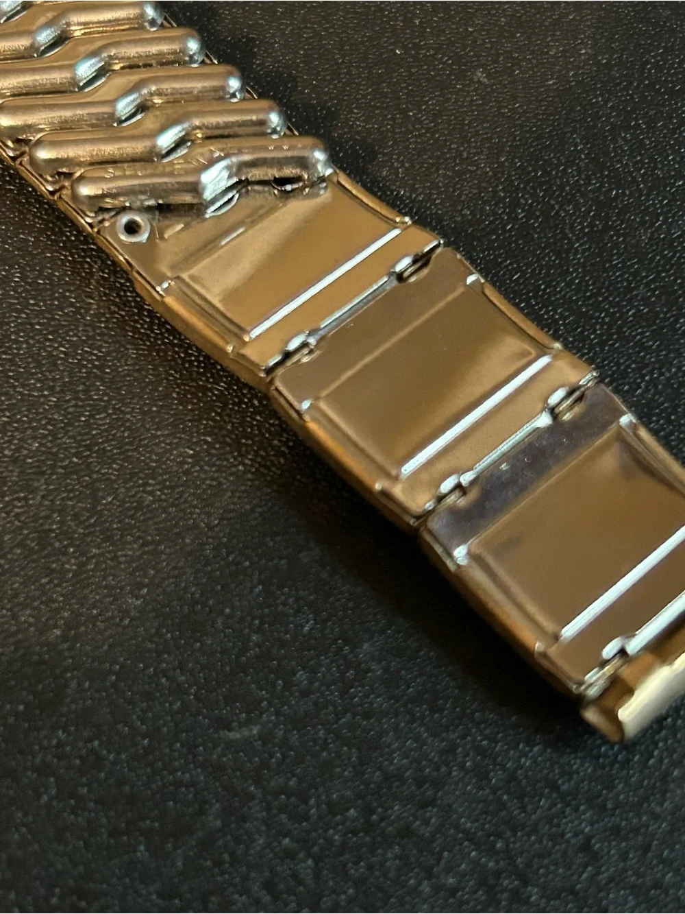 Men's Estate 40s 16mm Stone Wall 1/20 10kt Gold Filled Watch Band Lizard Leather